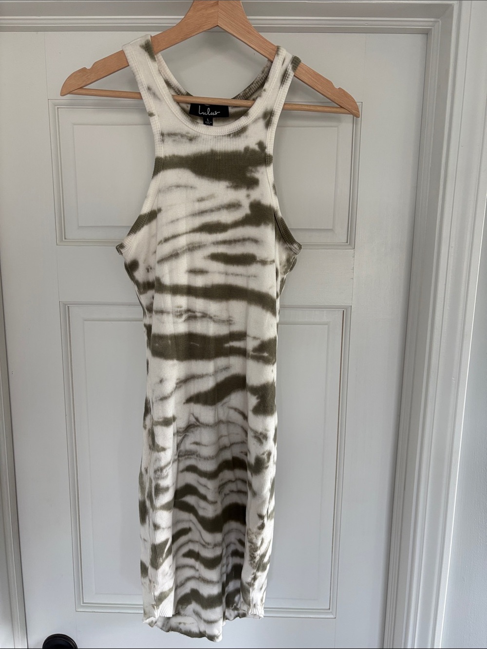 Lulu's Olive Green and White Tie-Dye Midi Dress